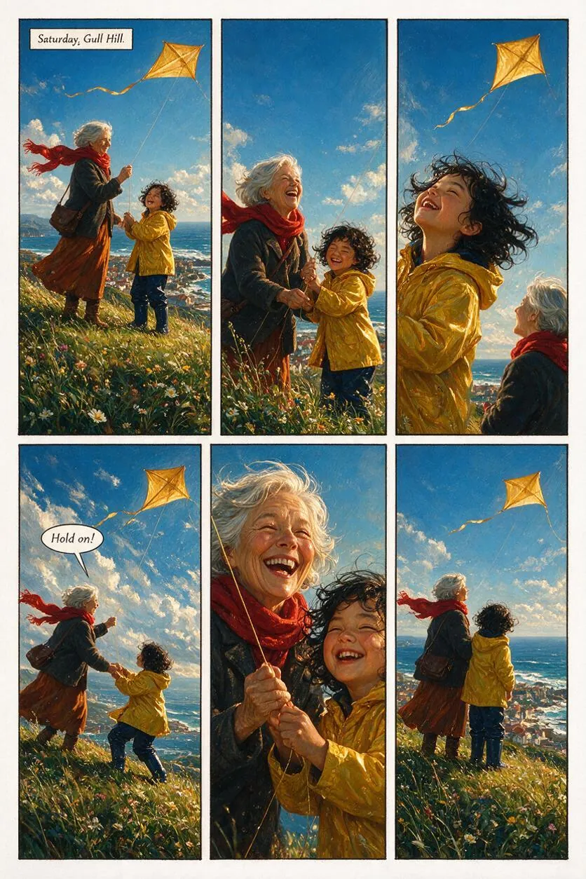 The kite story in the painted realism look.